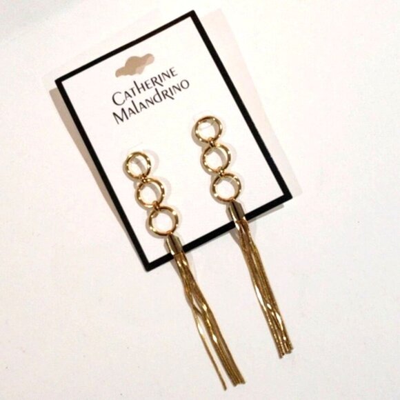 Boho Gold Triple Hoop Tassel Fringe Earrings – Statement Women Fashion  Jewelry - Picture 3 of 9